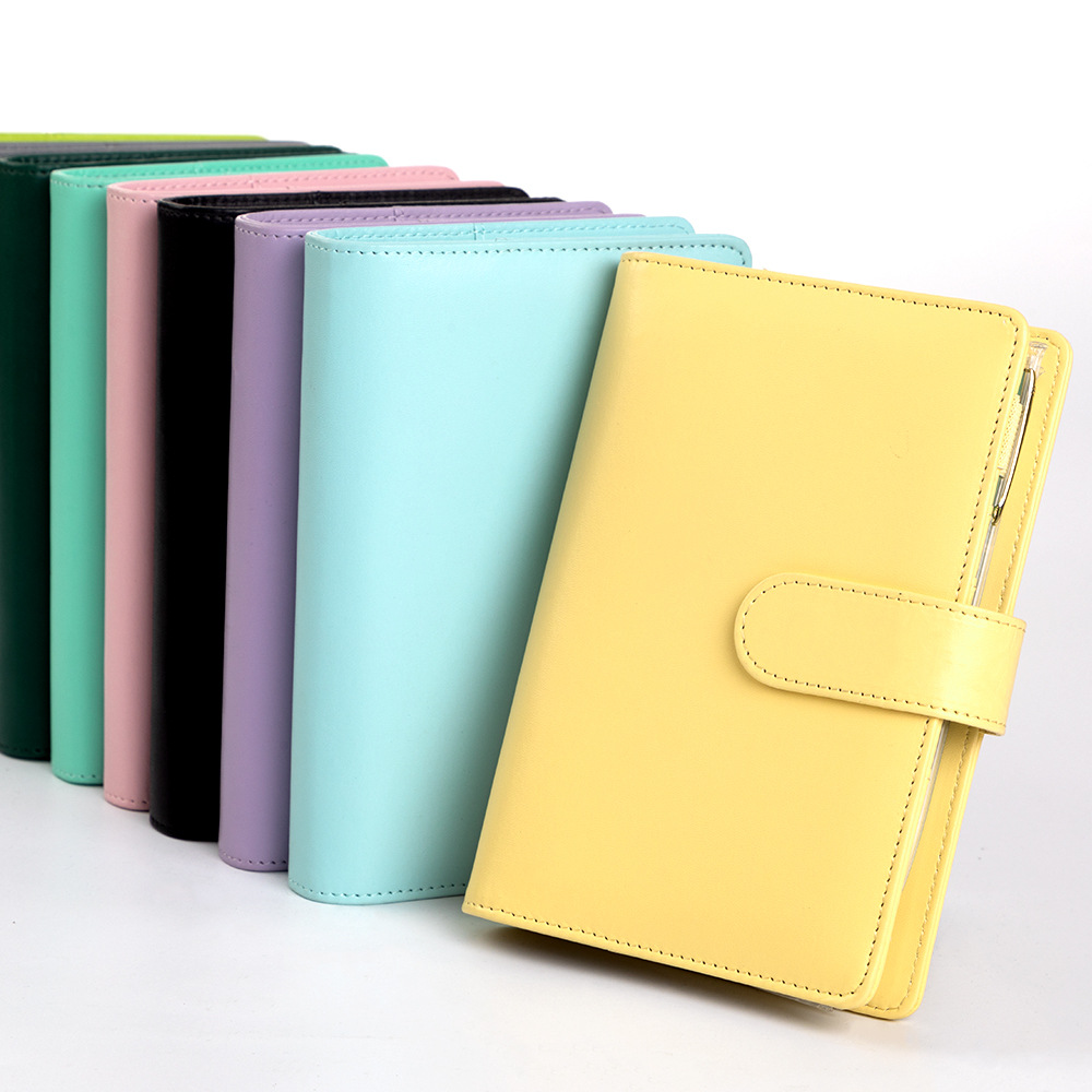 Leather Work Notepad - A6 마카롱 PU 가죽 바인더 노트북