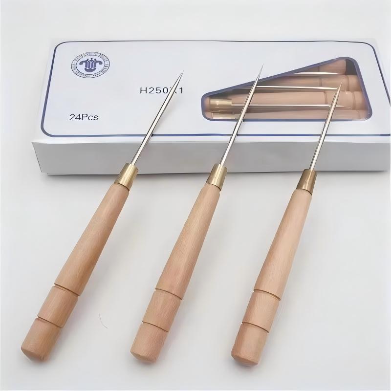 Leatherwork Awl - 3개 세트 나무 손잡이 송곳 가죽