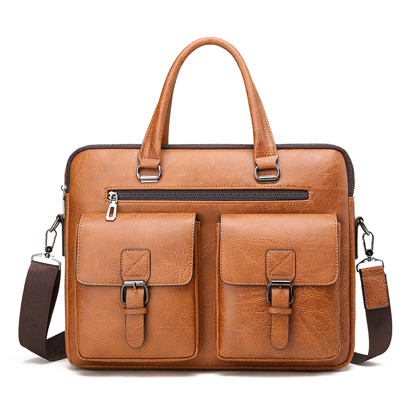 Leather Work Bag Men - 럭셔리 브랜드 남자 비즈니스 서류 가방