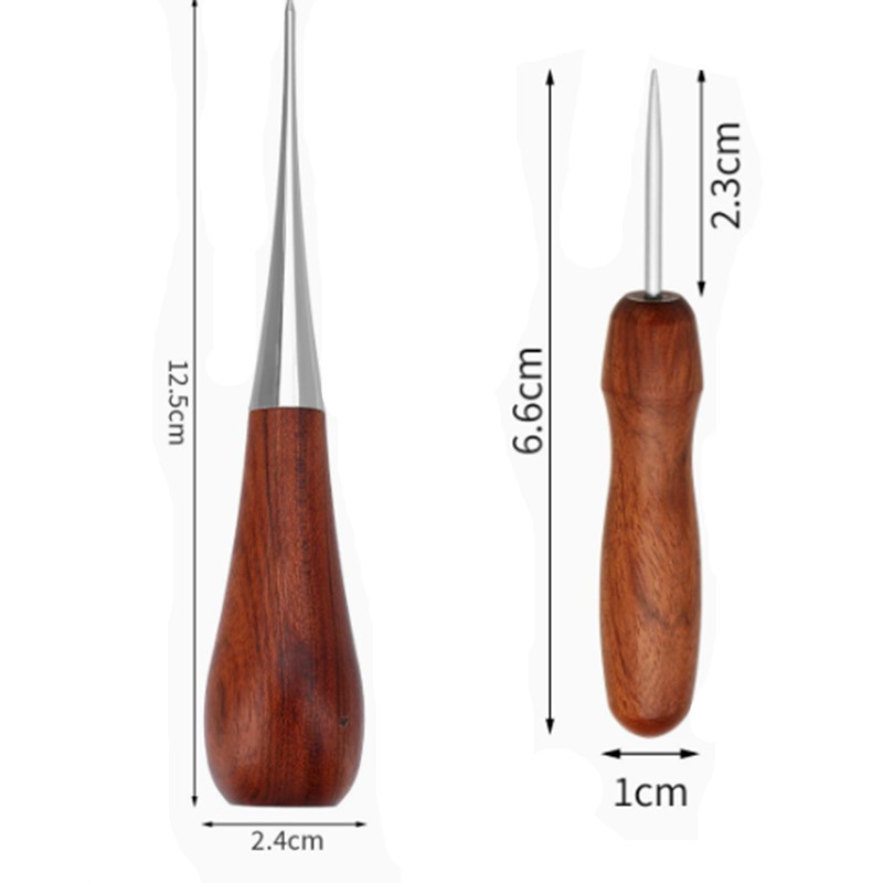 Leatherwork Awl - 전문가용 가죽 나무 손잡이 송곳 DIY