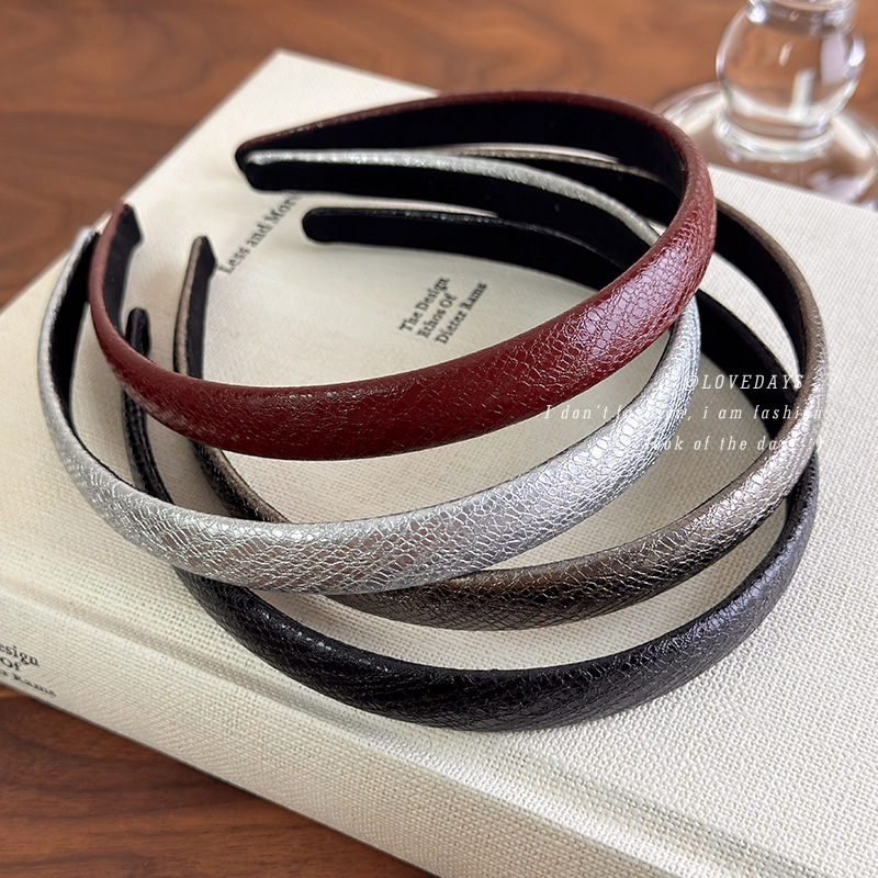 Leatherwork Rings - 빈티지 레드 가죽 얇은 헤어밴드 다양한