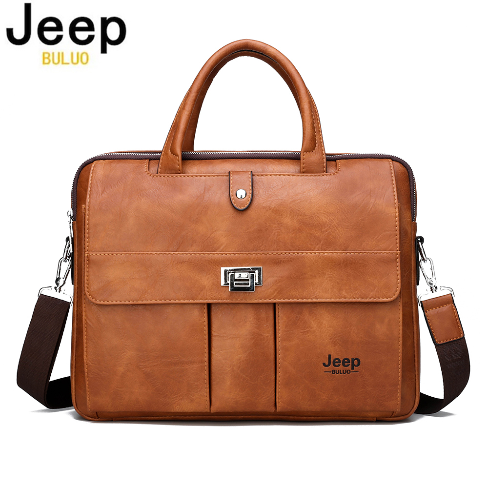Leather Work Bag Men - Jeep Buluo 남성용 가죽 서류가방 14인치