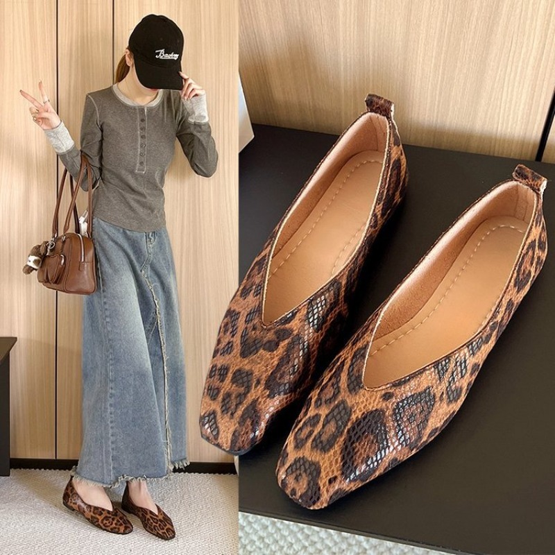 싱글 슈즈 여성용 새 스네이크 패턴 가죽 스퀘어 토 얕 - Leatherwork Free Patterns 리뷰 및 가격