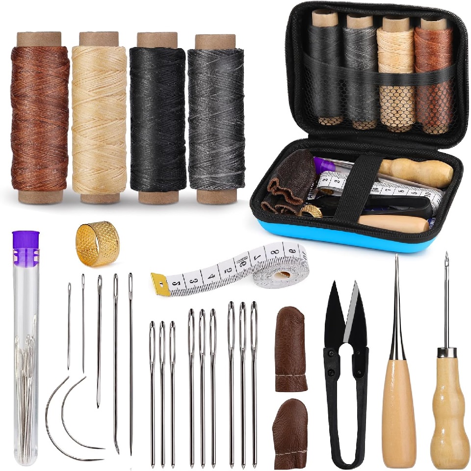 BUDDUR 가죽 재봉 도구 키트, 왁스 스레드 및 바 - Leatherwork Awl 리뷰 및 가격