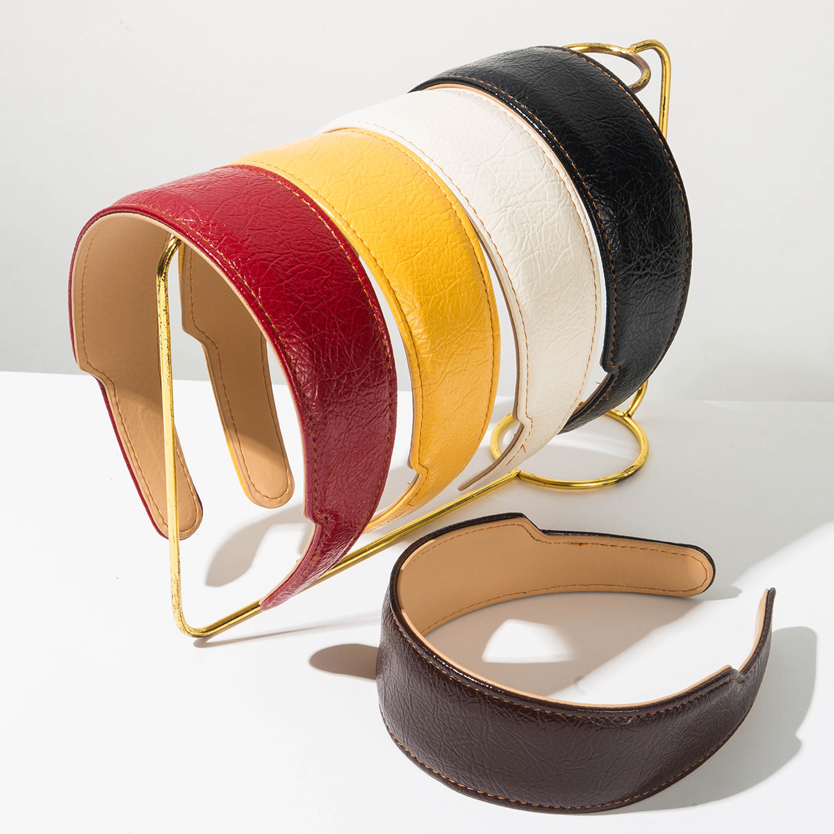 우아한 한국 스타일 가죽 헤어 후프 여성 패션 와이드  - Leatherwork Rings 리뷰 및 가격