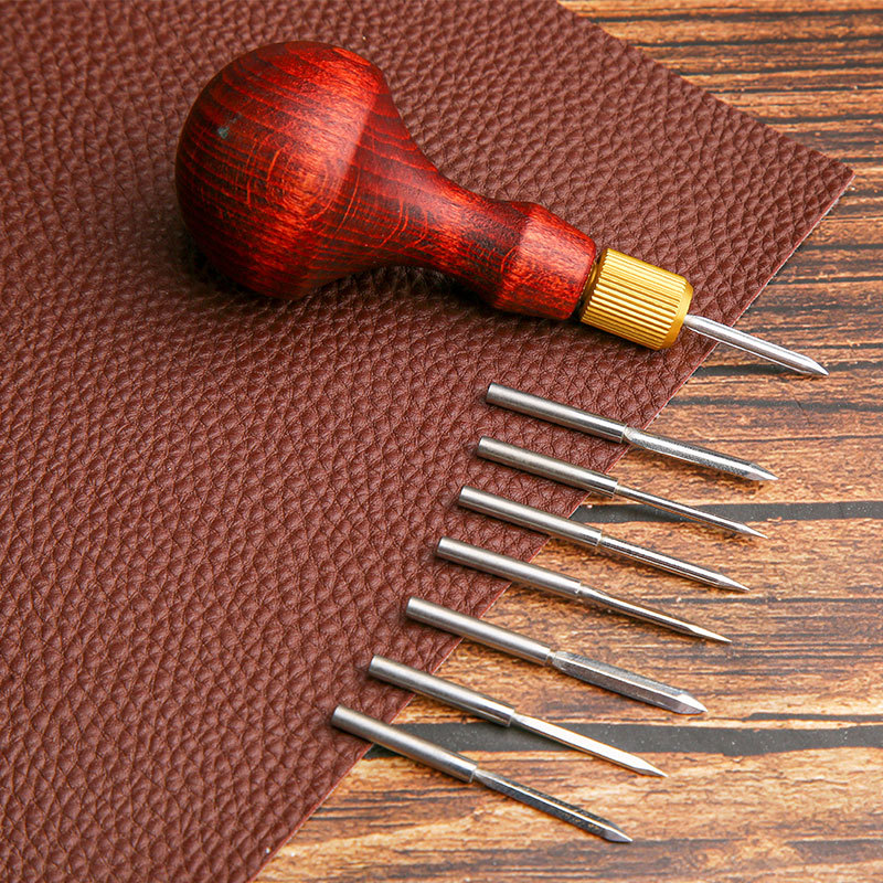 DIY 가죽 펀치 송곳 나무 손잡이 교체 가능한 바늘  - Leatherwork Awl 리뷰 및 가격