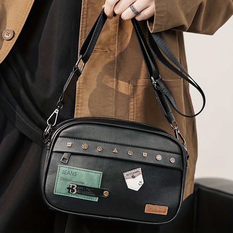 젊은 남성을 위한 스트리트 트렌디 숄더백 패션 PU 가 - Leather Work Bag Men 리뷰 및 가격